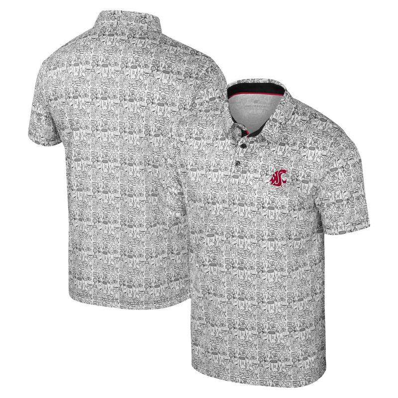 コロシアム メンズ トップス Tシャツ ポロシャツ プリント Men's Colosseum Black Washington State Cougars It's Time! Allover Print Polo Wsc Black ブラック