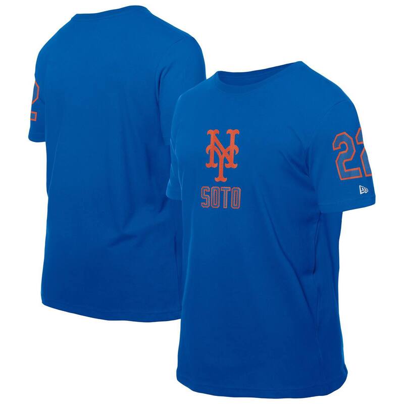 ニュー内鰓 メンズ トップス プルオーバー Men\u0027s New Era Juan Soto Royal New York Mets Design Lab Name \u0026 Number T-Shirt Met Blue 青色