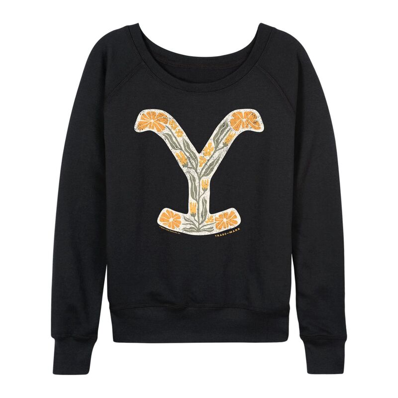 アニメキャラクター レディース トップス Tシャツ フラワー柄 パイル ロゴ フラワー Licensed Character Women's Yellowstone Floralogo French Terry Long Sleeve Tee Black ブラック