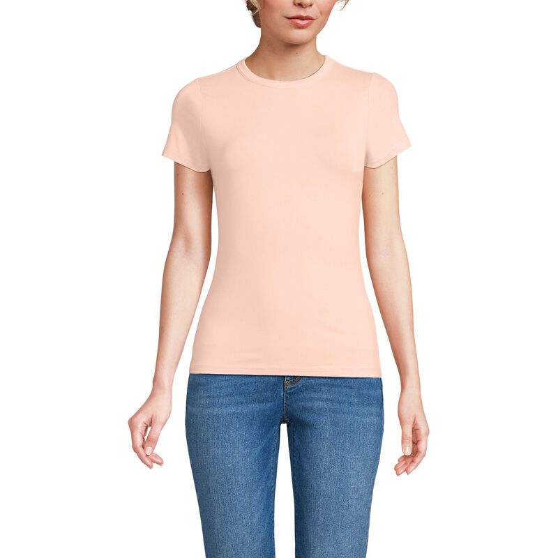 ランズエンド レディース トップス Tシャツ クルーネック Women's Lands' End Short Sleeve Cooling Crew Neck T-Shirt Soft Mineral Blush ブラッシュ