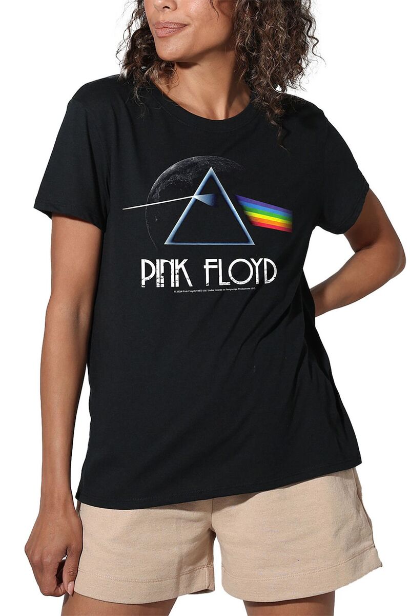 アニメキャラクター レディース トップス Tシャツ グラフィック Licensed Character Juniors' Pink Floydark Side Of The Moon Loose Graphic Tee Black ブラック