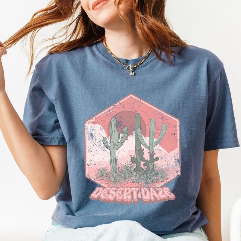 Simply Sage Market レディース トップス ティーシャツ ヴィンテージ Simply Sage Market Vintage Desert Daze Garment Dyed Tee Blue Jean 青色 レディースファッション-Tシャツ・カットソー