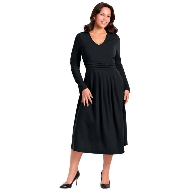 アベニュー レディース トップス ワンピース プラスサイズ ミディ Avenue Women's Plusize Fit And Flare Midi Dress Black ブラック