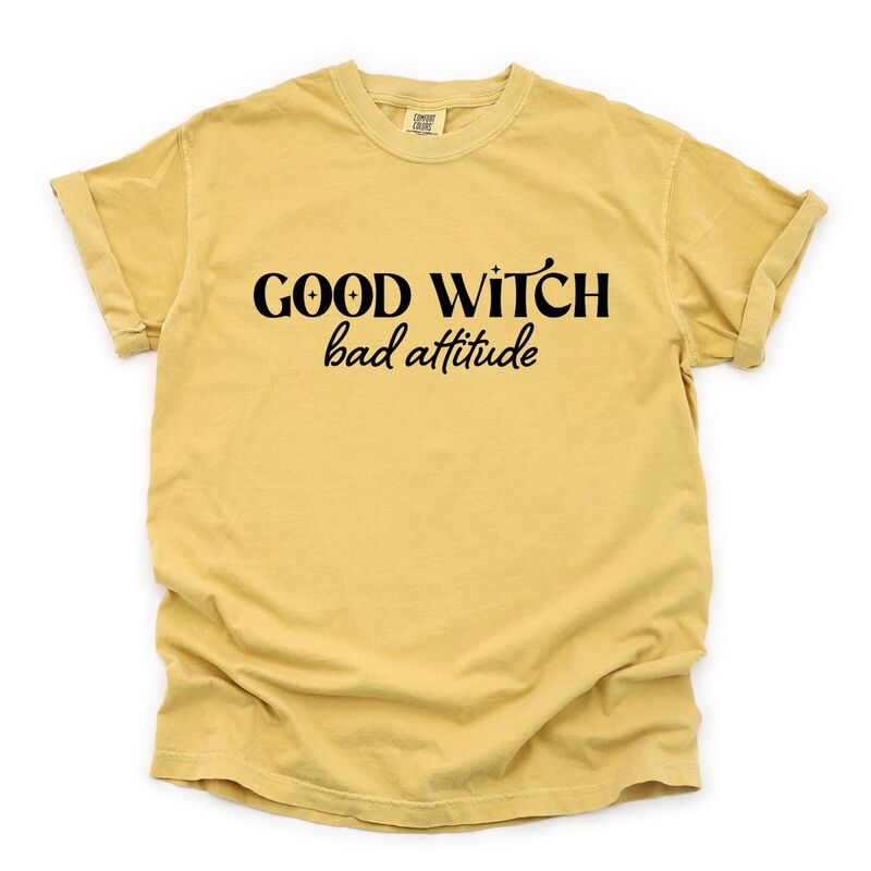 Simply Sage Market レディース トップス ティーシャツ Simply Sage Market Good Witch Bad Attitude Garment Dyed Tee Mustard 洋芥子 トップス-レディースファッション