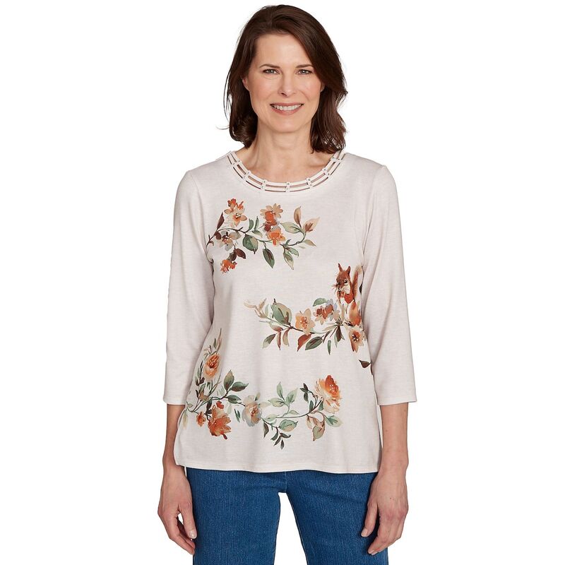 アルフレッド ダナー レディース トップス Tシャツ フラワー柄 フラワー Women\'s Alfredunner Floral Squirrel 3/4-Sleeve Top Oatmeal オートミール