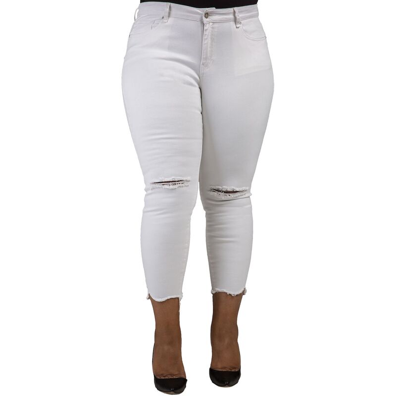 ポエティック ジャスティス レディース ボトムス デニムパンツ プラスサイズ クロップド アンクル ジーンズ Poetic Justice Women's Plusize Curvy Fit Denim Raw Edge Destroyed Cropped Ankle Jeanshakbite デニム