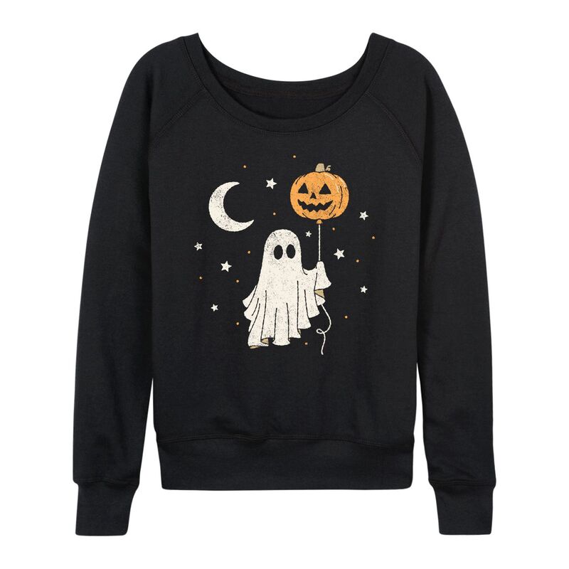 アニメキャラクター レディース トップス Tシャツ パイル Licensed Character Women's Ghost & Pumpkin Balloon French Terry Long Sleeve Tee Black ブラック