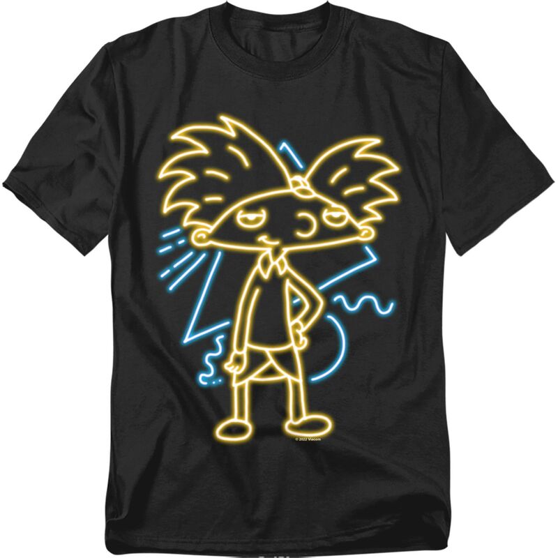 ニコロデオン メンズ トップス Tシャツ トール グラフィック Big & Tall Original & Unrestored Nickelodeon Hey Arnold Neon Graphic Tee Black ブラック