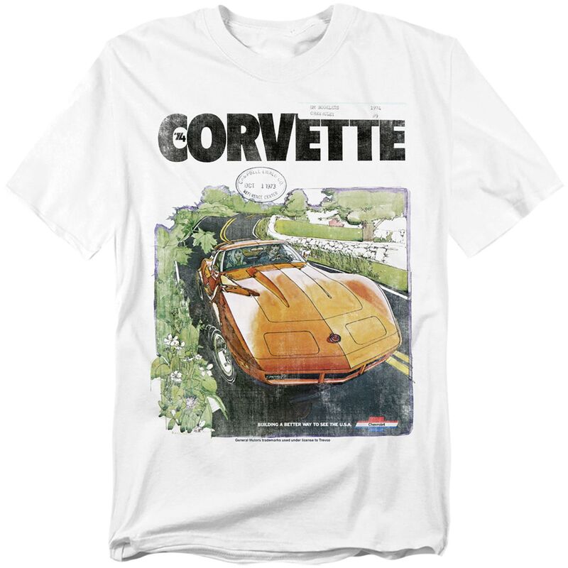 アニメキャラクター メンズ トップス Tシャツ ヴィンテージ トール グラフィック Licensed Character Big & Tall Original & Unrestored Chevy Corvette Vintage Graphic Tee White ホワイト
