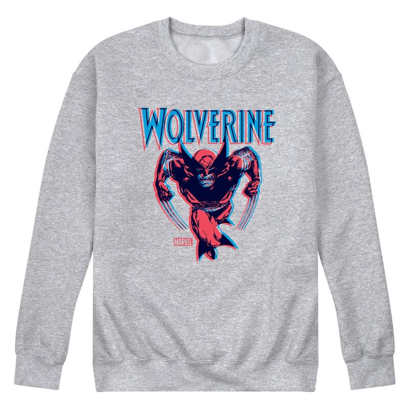 マーベル メンズ トップス Tシャツ スウェット フリース Men's Marvel Wolverine 3D Crew Fleece Sweatshirt Athletic Heather ヘザー｜ReVida 店