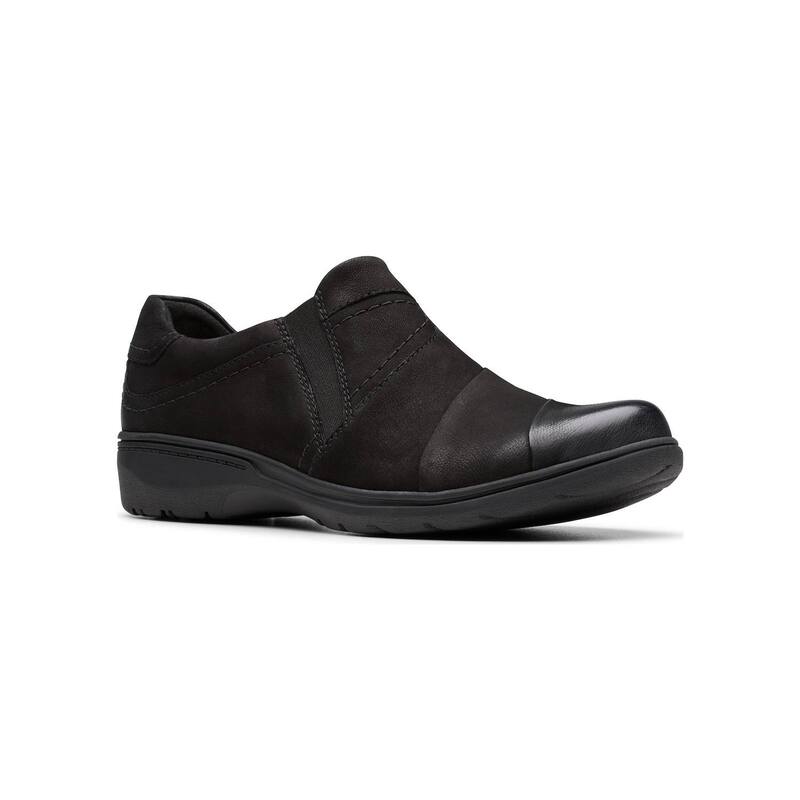 クラークス レディース シューズ スリッポン・ローファー Clarks Carleigh Abby Women\u0027s Nubuck Slip-On Casual Shoes Black Nubuck 黒いこと レディース靴-靴