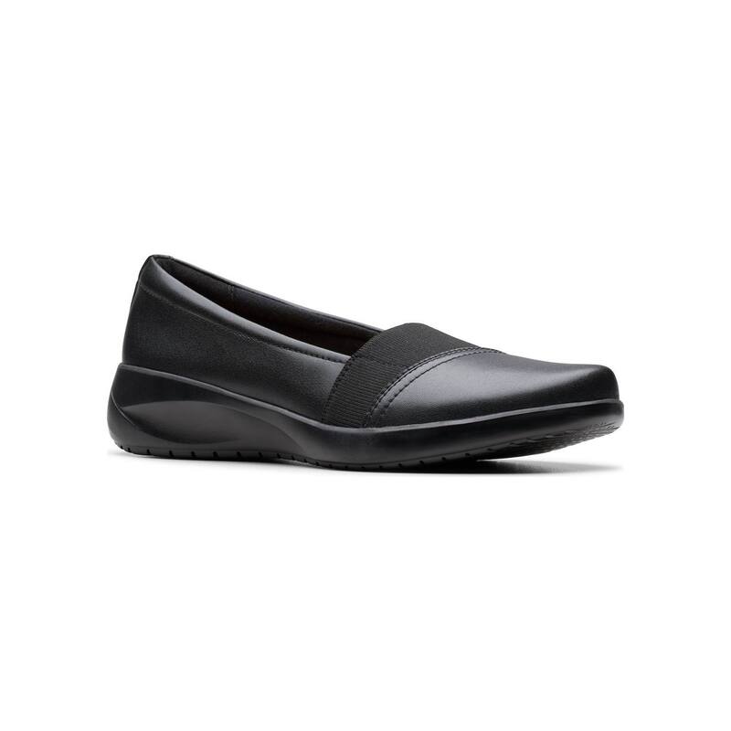 クラークス レディース シューズ スリッポン・ローファー Clarks Kaetlyn Rhea Women's Casual Slip-On Shoes Black Leather ブラック｜ReVida 店
