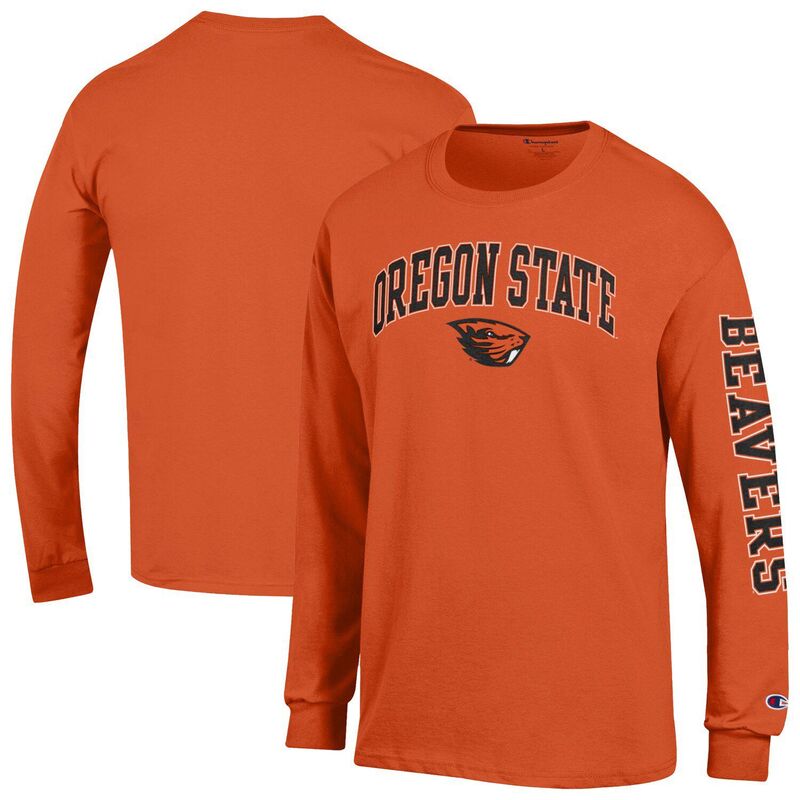 チャンピオン メンズ トップス Tシャツ ロゴ Men's Champion Orange Oregon State Beavers Arch Over Logo 2-Hit Long Sleeve T-Shirt Ors Orange オレンジ