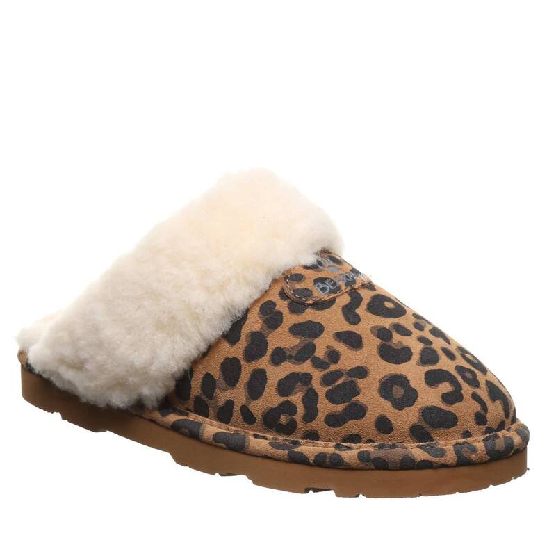 ベアパウ レディース シューズ サンダル スエード Bearpaw Loki Women'suede Slip-On Slippers Tobacco Leopard アニマル