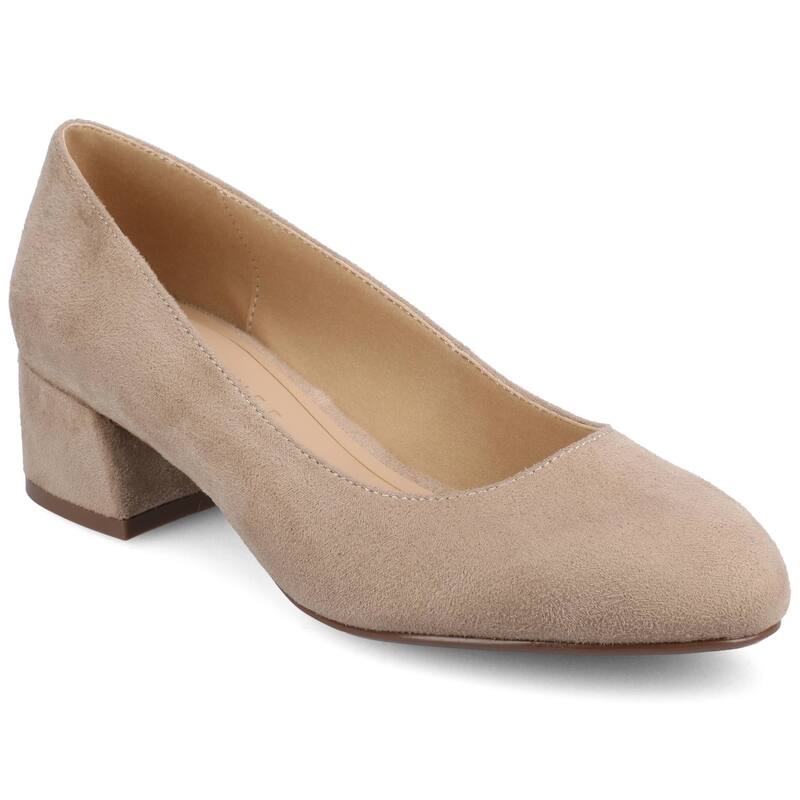 ジャーニー レディース シューズ パンプス ヒール Journee Medium and Wide Width Saarii Women'slip-On Block Heel Pumps Beige Suede ベージュ