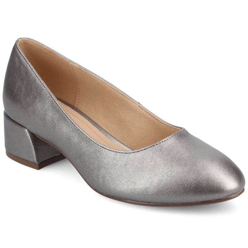ジャーニー レディース シューズ パンプス ヒール Journee Medium and Wide Width Saarii Women'slip-On Block Heel Pumps Pewter ピューター