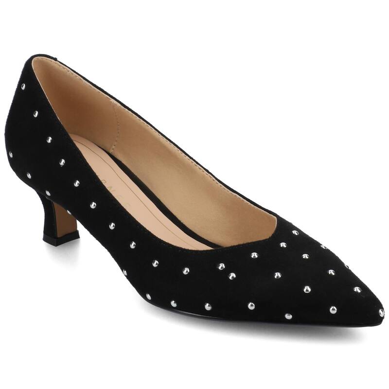 ジャーニー レディース シューズ パンプス ヒール Journee Pammie Medium and Wide Width Women'slip-On Kitten Heel Pumps Black Stud ブラック｜ReVida 店