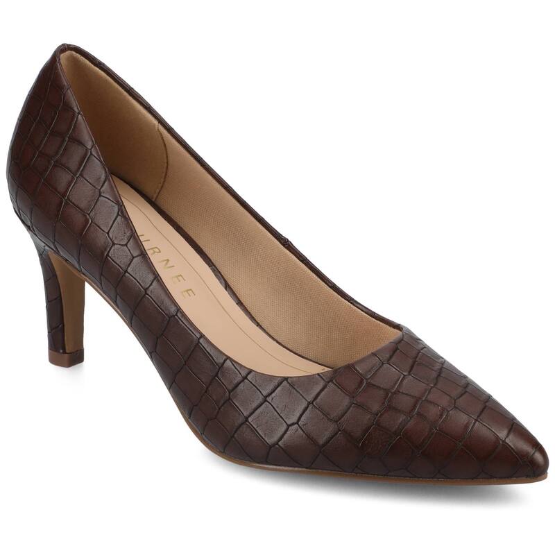 ジャーニー レディース シューズ パンプス ヒール Journee Scylee Slip-On Stiletto Pointed-Toe Higheel Shoes Brown ブラウン｜ReVida 店