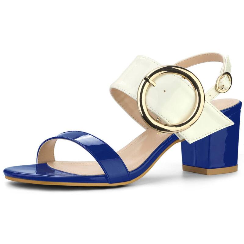 アレグラ ケー レディース シューズ パンプス サンダル ヒール ALLEGRA K Women'slingback Block Higheel Sandals Blue White ホワイト｜ReVida 店