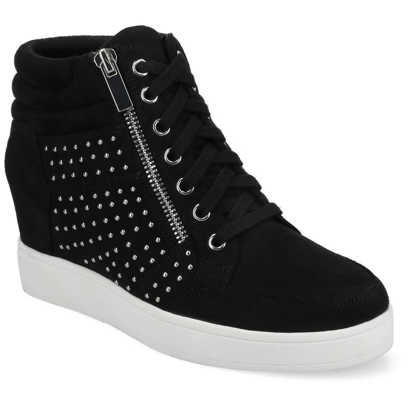 周遊 レディース シューズ スニーカー Journee Clarity Women\u0027s Comfort Wedge Sneakers Black Stud 黒いこと