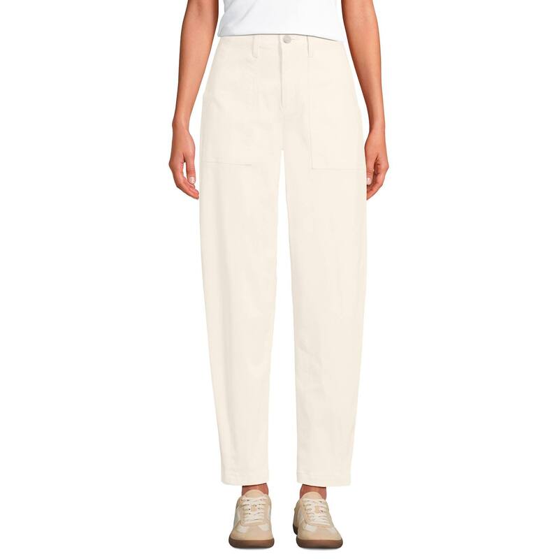 ランズエンド レディース ボトムス カジュアルパンツ アンクル Women's Lands' End High Rise Barreleg Utility Ankle Pants Ivory Latte アイボリー|ReVida 店