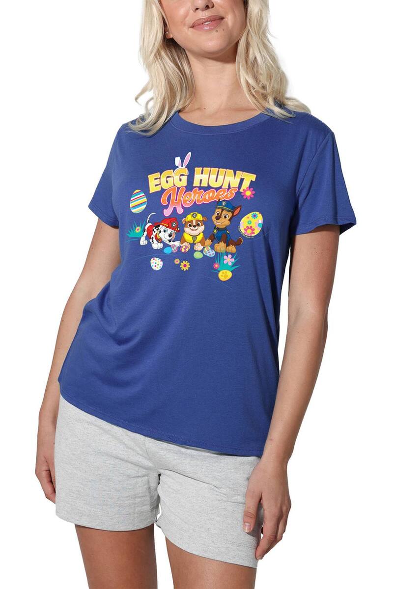 アニメキャラクター レディース トップス Tシャツ グラフィック Licensed Character Juniors' Paw Patrol Easter Egg Hunt Graphic Tee Dark Blue ブルー 6,106円