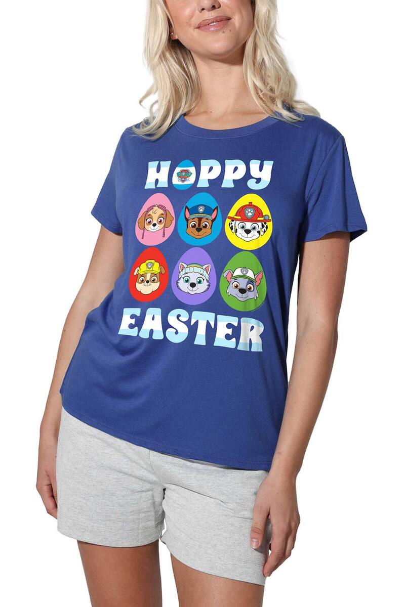 アニメキャラクター レディース トップス Tシャツ グラフィック Licensed Character Juniors' Paw Patrol Hoppy Easter Graphic Loose Tee Dark Blue ブルー