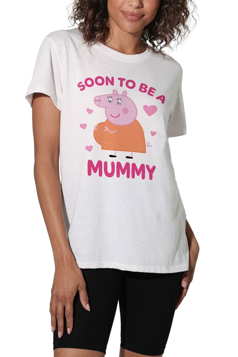 アニメキャラクター レディース トップス Tシャツ グラフィック Licensed Character Women's Peppa Pig Soon to Be Mummy Graphic Tee White ホワイト