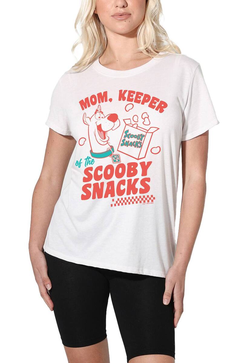 アニメキャラクター レディース トップス Tシャツ グラフィック Licensed Character Women'scooby-Doo Mom Keeper of the Scooby Snacks Loose Fit Graphic Tee White ホワイト