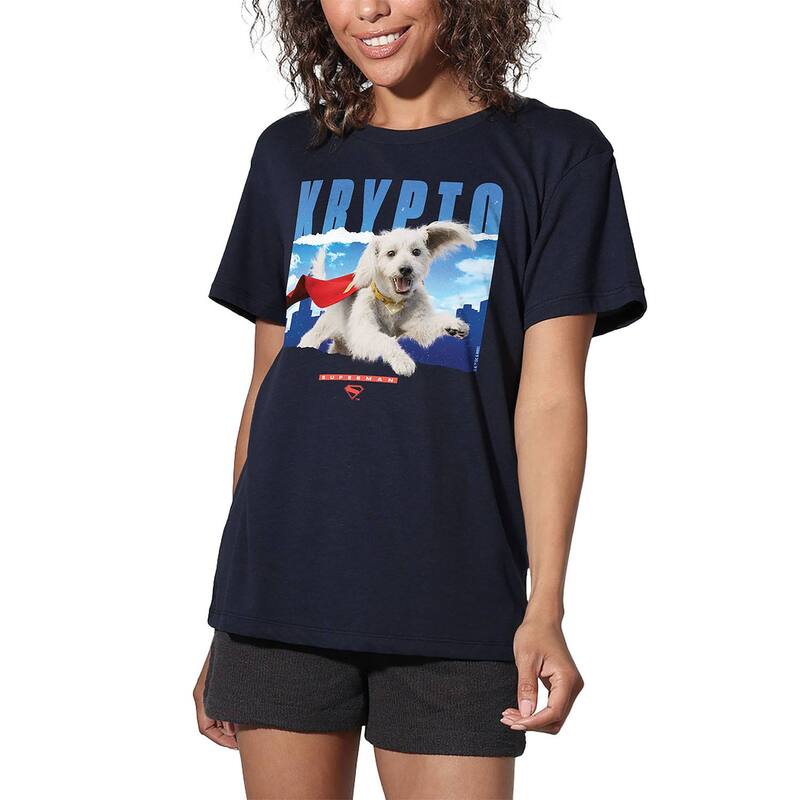 アニメキャラクター レディース トップス Tシャツ グラフィック Licensed Character Women's DComicsuperman Krypto in the Sky Loose Graphic Tee Navy ネイビー