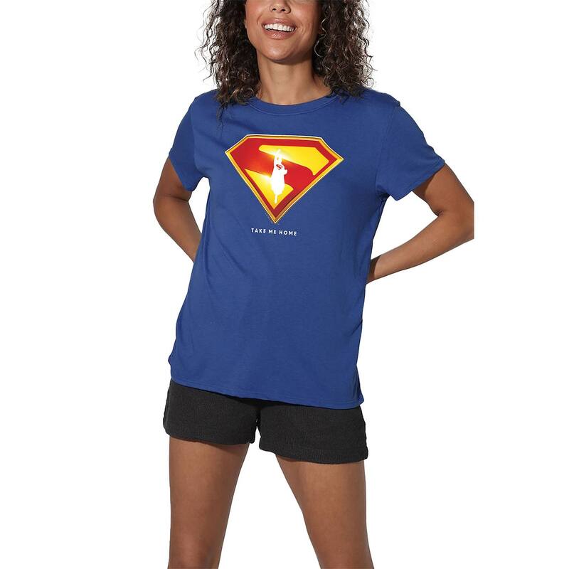 アニメキャラクター レディース トップス Tシャツ グラフィック Licensed Character Women's DComicsuperman Take Me Home Shield Graphic Tee Dark Blue ブルー