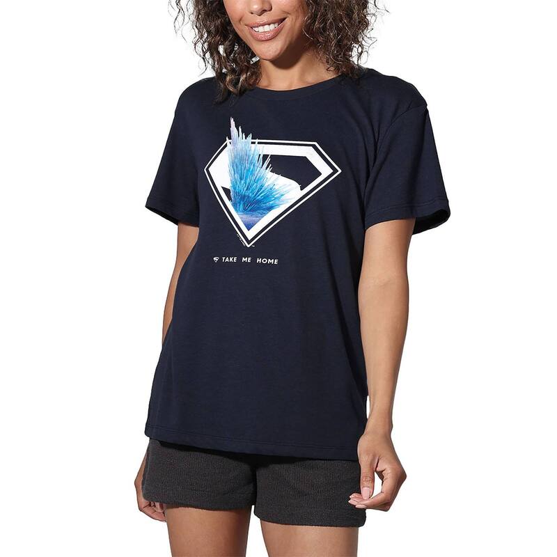 アニメキャラクター レディース トップス Tシャツ グラフィック Licensed Character Women's DComicsuperman Solitude Shield Graphic Tee Navy ネイビー