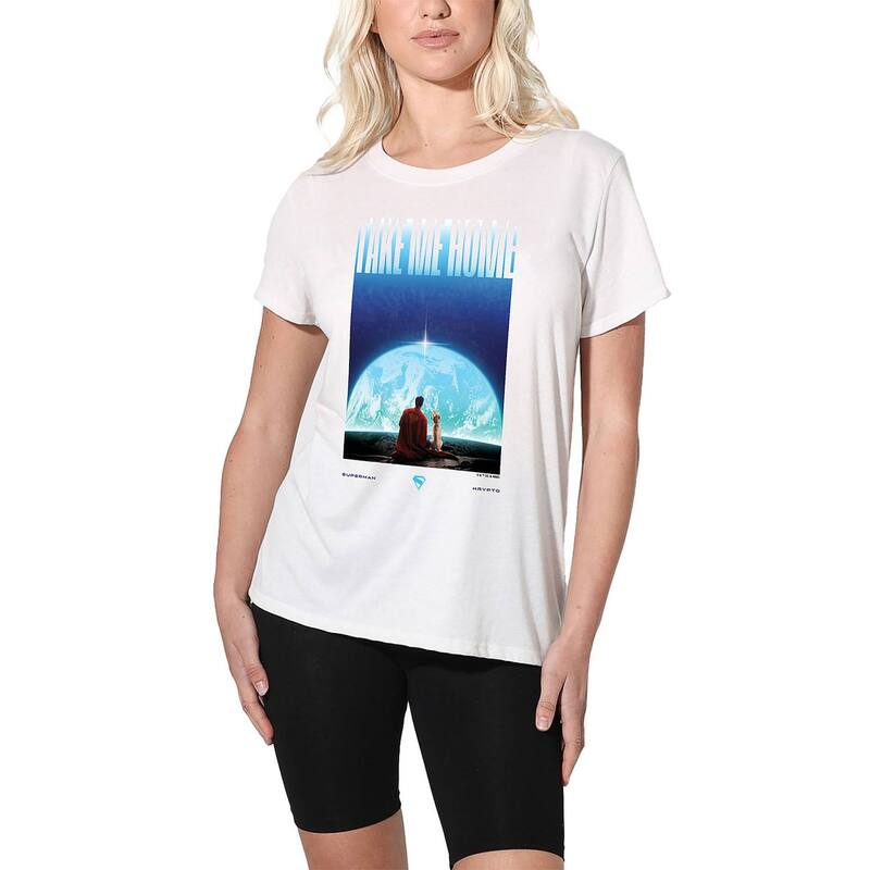 アニメキャラクター レディース トップス Tシャツ グラフィック Licensed Character Women's DComicsuperman Krypto Earth Vertical Graphic Tee White ホワイト
