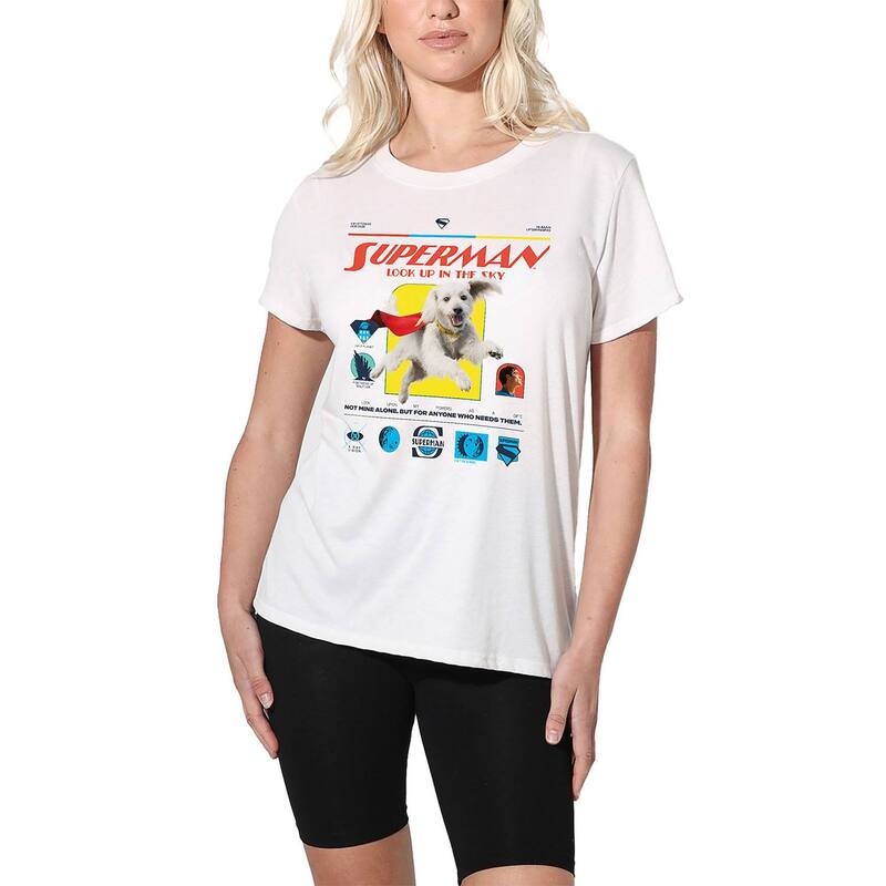 アニメキャラクター レディース トップス Tシャツ グラフィック Licensed Character Women's DComicsuperman Krypto Comic Graphic Tee White ホワイト