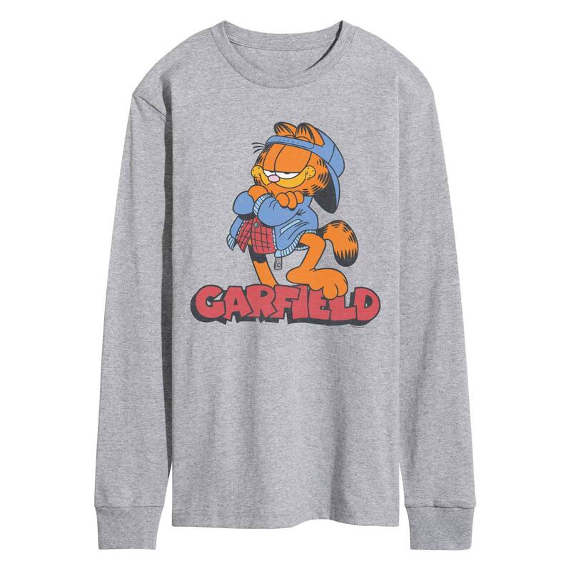 ニコロデオン メンズ トップス Tシャツ ヴィンテージ グラフィック Nickelodeon Men's Garfield Vintage Long Sleeve Graphic Tee Athletic Heather ヘザー｜ReVida 店