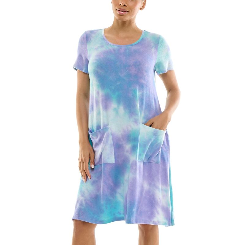 ニナレオナルド レディース トップス ワンピース Women's Nina Leonard Short Sleeve Trapeze Dress with Pockets Purple Multi パープル