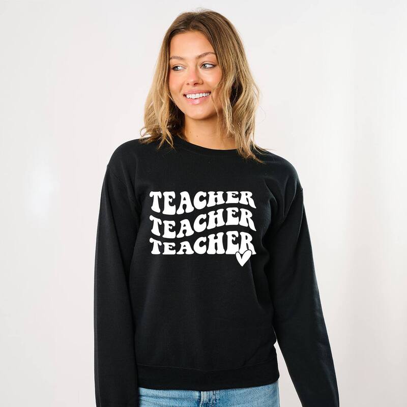 Simply Sage Market レディース トップス Tシャツ スウェット Simply Sage Marketeacher Stacked Wavy Heart Sweatshirt Midnight セージ