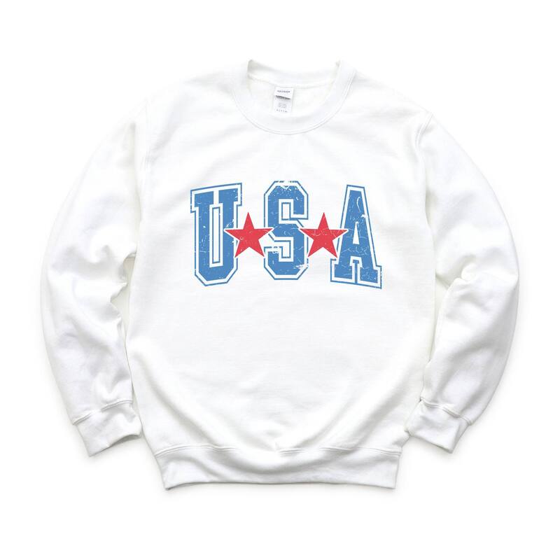 Simply Sage Market レディース トップス Tシャツ スウェット Simply Sage Market Varsity USA Red Starsweatshirt White ホワイト