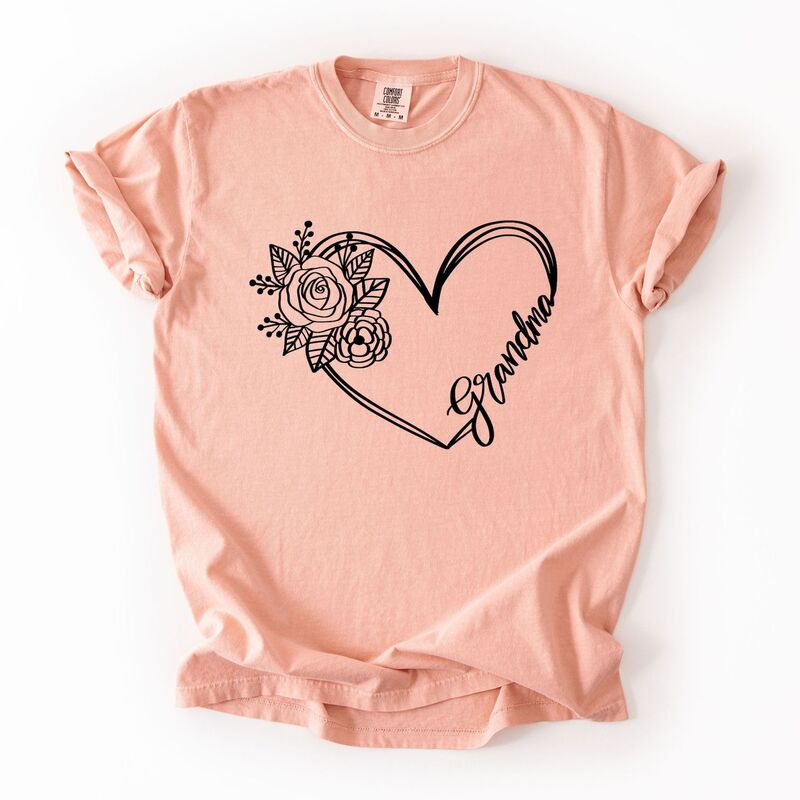 Simply Sage Market レディース トップス ティーシャツ Simply Sage Market Grandma Heart Outline Garment Dyed Tee Peachy サルヴィア トップス-レディースファッション-Tシャツ・カットソー