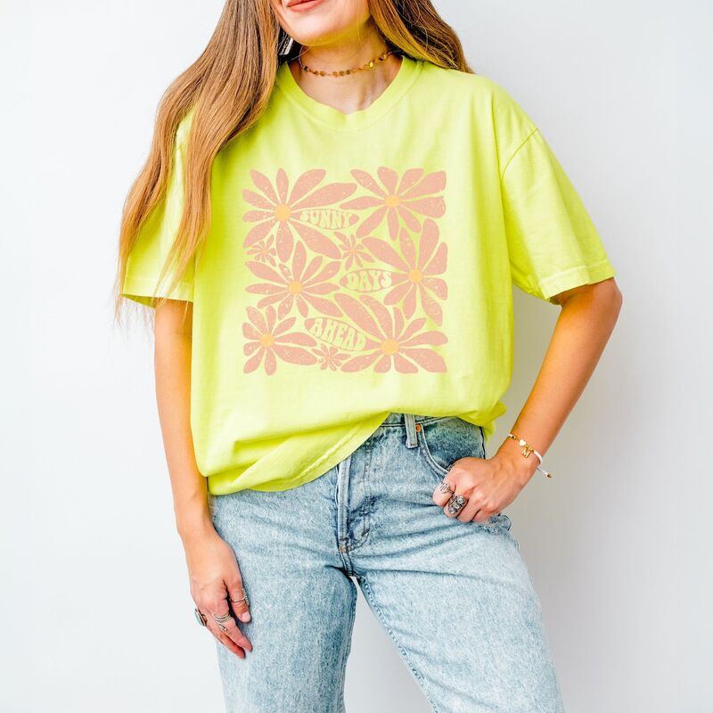 Simply Sage Market レディース トップス ティーシャツ Simply Sage Market Sunny Days Aheadaisies Garment Dyed Tee Lemon サルヴィア トップス-Tシャツ・カットソー