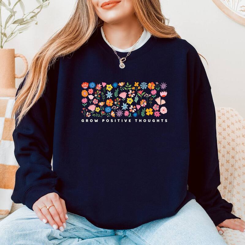 Simply Sage Market レディース トップス Tシャツ フラワー柄 スウェット フラワー Simply Sage Market Grow Positive Thoughts Floral Sweatshirtrue Navy ネイビー