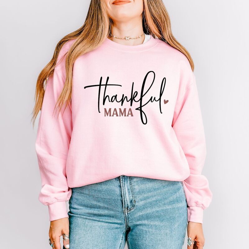 Simply Sage Market レディース トップス Tシャツ スウェット Simply Sage Markethankful Mama Heart Sweatshirt Light Pink ピンク