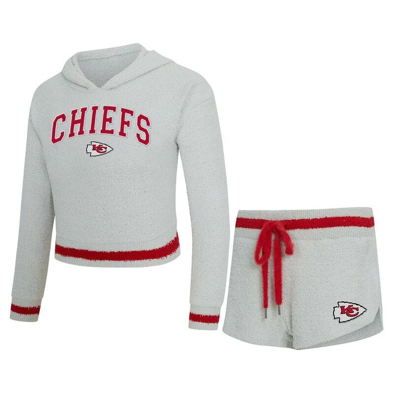 アンブランデッド レディース アンダーウェア ナイトウェア ショートパンツ パーカー Unbranded Women's Conceptsport Gray Kansas City Chiefs Whitley Long Sleeve Hoodie Top & Shortset Chf Grey グレー 14,615円