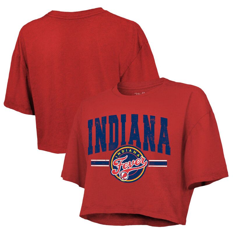マジェスティック レディース トップス Tシャツ Women's Majestic Threads Red Indiana Fever Chalk Stripe Boxy Crop Top Wnb Red レッド