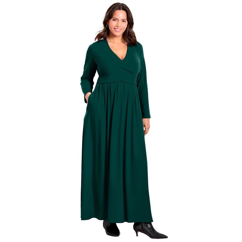 アベニュー レディース トップス 衣装 つけ加える大きさ マキシ Avenue Women\u0027s Plusize Faux Wrap Flare Maxi Dress Emerald Green 緑であること