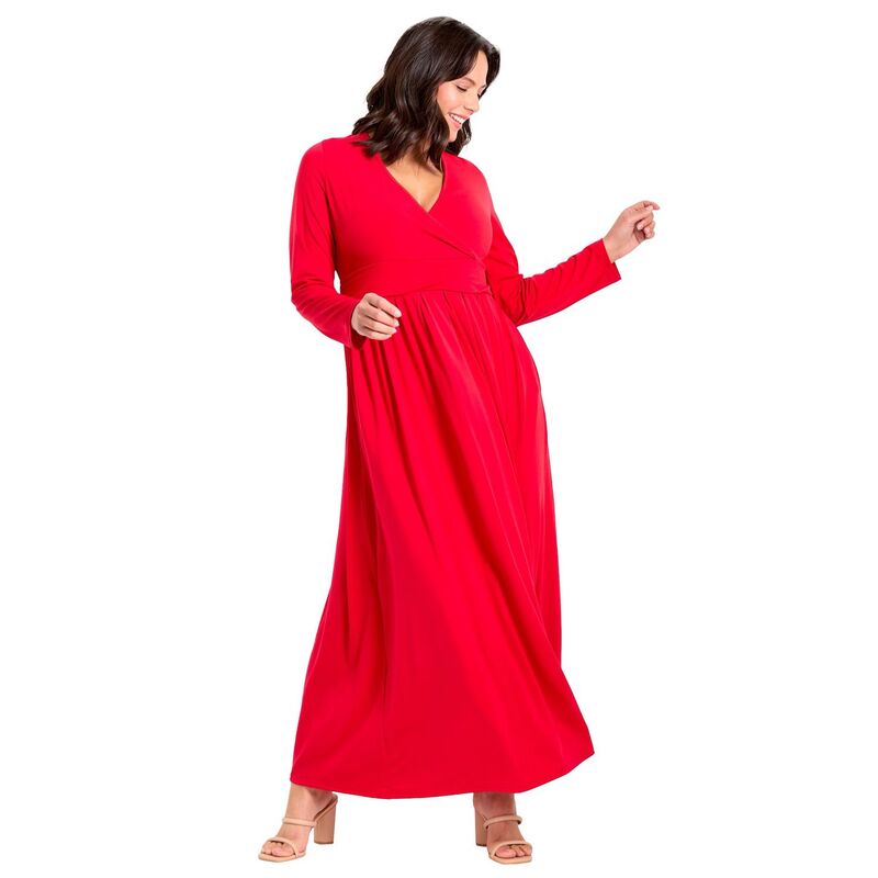 アベニュー レディース トップス 衣装 つけ加える大きさ マキシ Avenue Women\u0027s Plusize Faux Wrap Flare Maxi Dress Vibrant Red 赤いこと