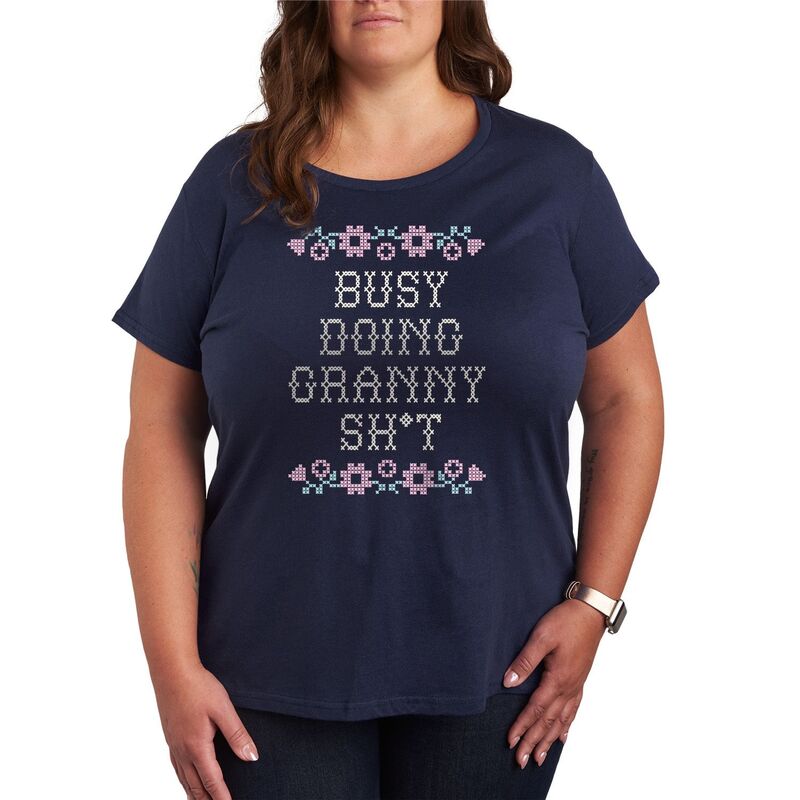 アニメキャラクター レディース トップス Tシャツ プラスサイズ グラフィック Licensed Character Juniors' Plusize Busy Doingranny Sh Graphic Tee Navy ネイビー