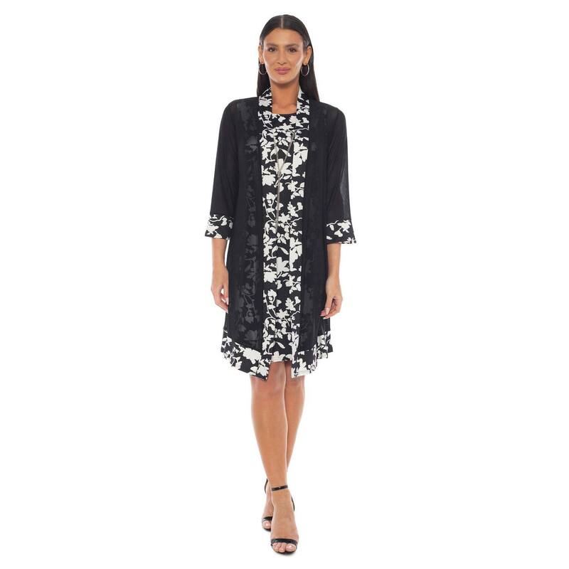 マリナ レディース トップス 衣装 刷り上げる 上衣 Women\u0027s Marina Printed Combo Jacket Dress Black White 白いこと