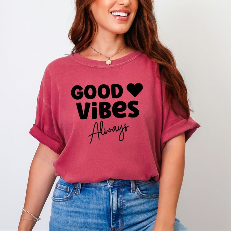 Simply Sage Market レディース トップス ティーシャツ Simply Sage Market Good Vibes Always Garment Dyed Tee Crimson クリムゾン トップス-レディースファッション-Tシャツ・カットソー