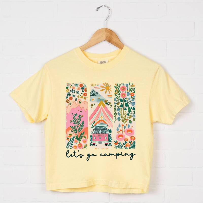Simply Sage Market レディース トップス ティーシャツ Simply Sage Market Let\u0027s Go Camping Van Boxy Crop Top Butter サルヴィア トップス-Tシャツ・カットソー-レディースファッション